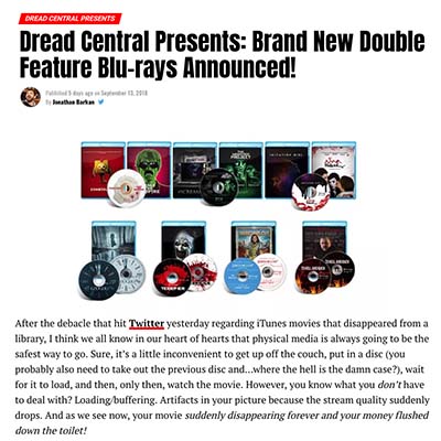 Dread Central Presents: Brand New Double Feature Blu-rays Announced!